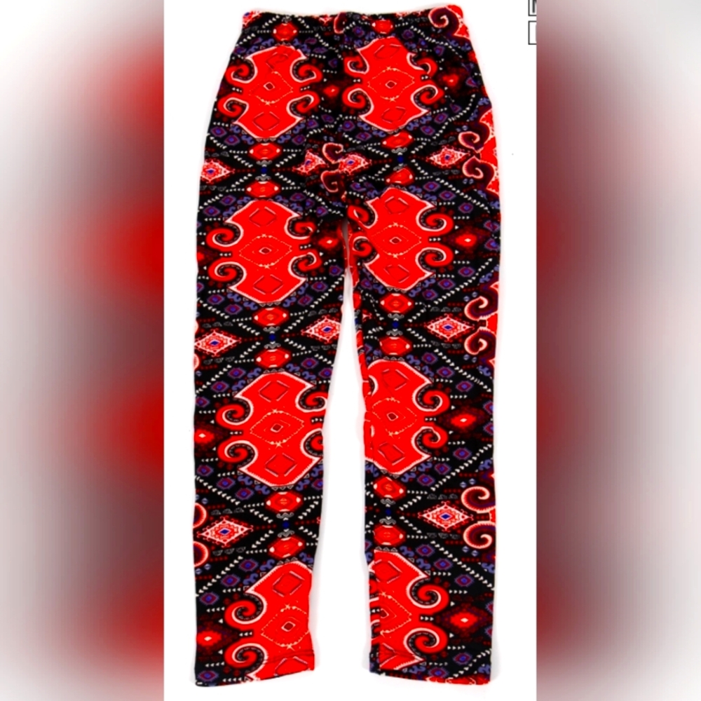 fiery print girls soft brush leggings